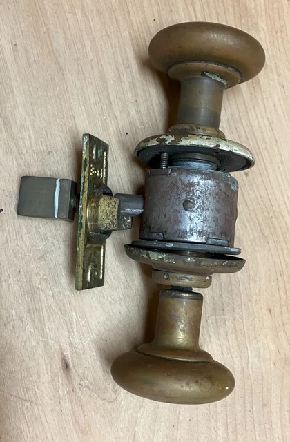 Vintage Bronze Brass Door Knobs Handles Set with Spindle 2"