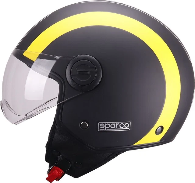 Sparco Riders 95139 Casque Demi-Jet Avec Visière - Blanc - Taille XL - Coque ABS - Homologué ECE 22.06 - Idéal Moto Urbaine