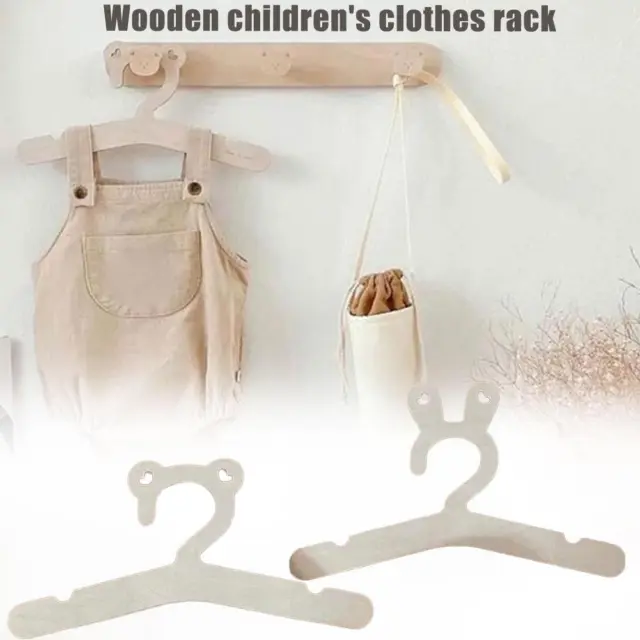 5pcs Child Home Cartoon Wooden Clothes Hanger Baby Hanger Rack Decor StoraT2