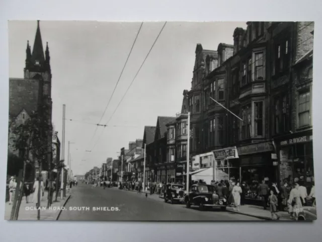 Ocean Road South Shields Tyne & Wear Real Photo Vintage Postcard K34