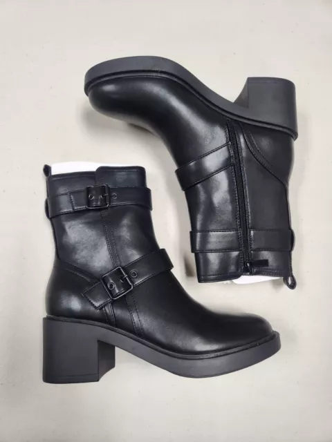 Bandolino Women's Gilbert Ankle Boot Heel Buckle Black Size 8 Moto Style