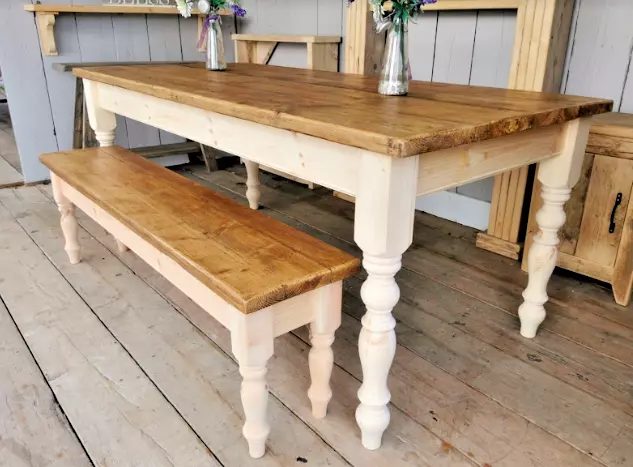 Rustic Reclaimed Farmhouse Dining Table Farm House Table And Bench Set Kitchen
