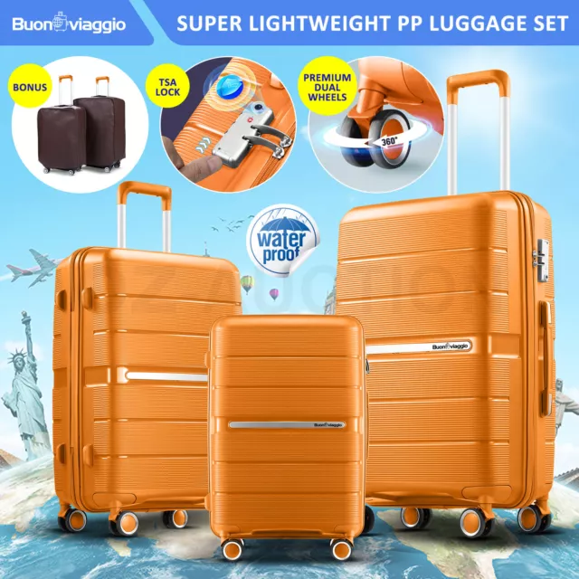 3 Piece Carry On Luggage Set Travel Suitcase Hard Shell Cabin Lightweight Bag
