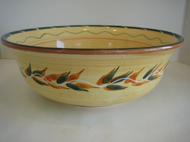 Furio Home Italy Stoneware 12" Serving Bowl Yellow Green Italian Art Pottery