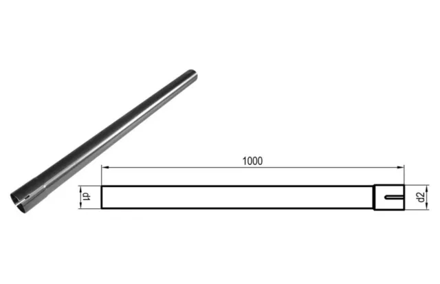 Fox Edelstahl Uni Auspuffrohr geweitet mit Steckverb. d1 Ø 70mm, Länge 1 Meter