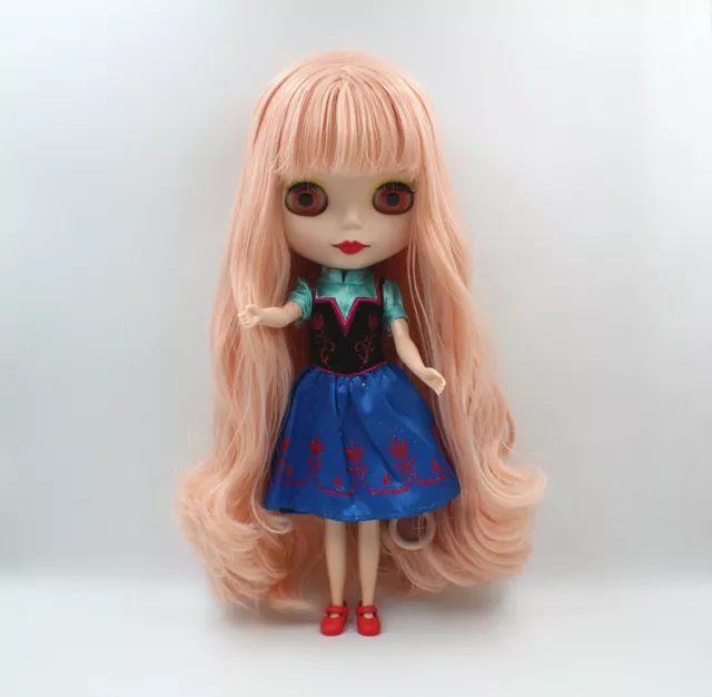 12" Neo Blythe Doll from Factory Nude Doll Matte Face Pink Long Hair With Bang