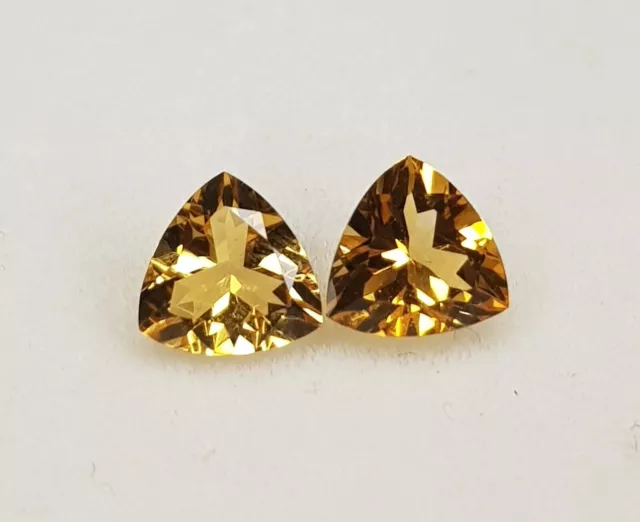 1.27 Ct Naturel Citrine Brésil mines Trillion Forme 6 mm paire Top Qualité...