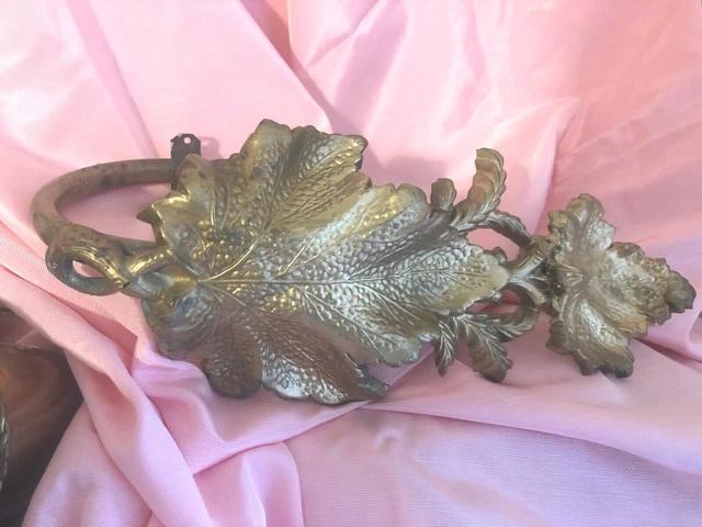 Vintage Drapery Curtain Tie Back Holder Leaf Embossed