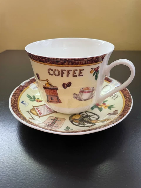 Grande Tasse  Roy Kirkham England Fine Bone China "Coffee" 1998 + Sous Tasse