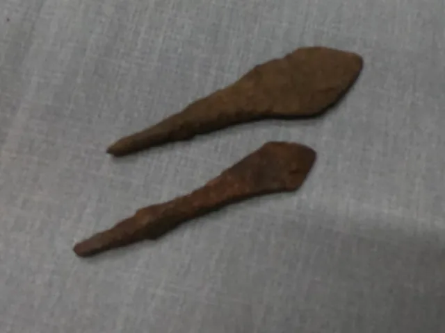 2 Roman Spear points 1st to 4th Century Iron, great form. Artifact from Europe