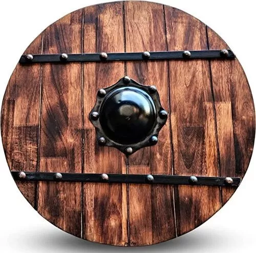 Medieval Vikings Era Adult Size 24" Warrior Shield Handmade Natural Wood & Rough