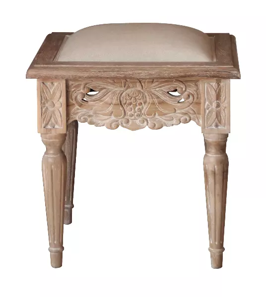 Belle French Weathered Dressing Table Stool Handcrafted From Solid Teak STLT030