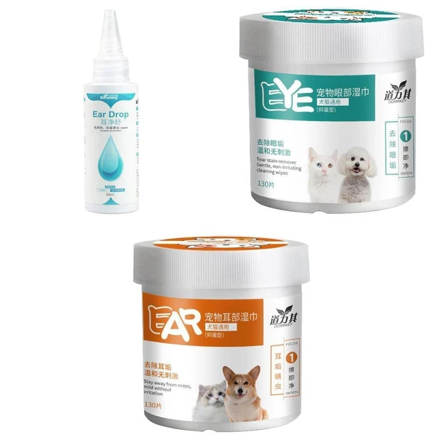 Dog Tear Stain Remover Lingettes Lingettes Pour Les Yeux Et Les Oreilles Gouttes