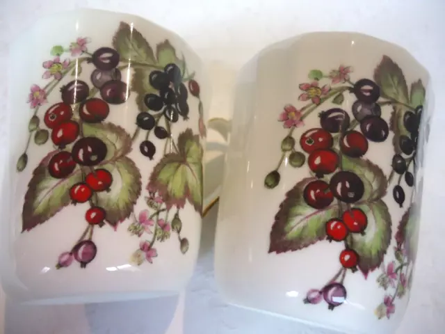 2 Regency English bone china coffee mugs, Berries - Like new !