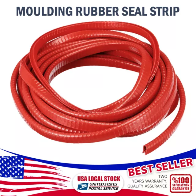 Universal 40Feet Car Door Edge Trim Lock Guard Moulding Rubber Seal Strip Red