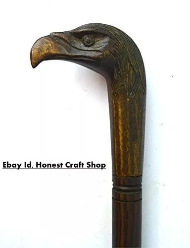 Eagle Head Handle Hand Carved Walking Cane Wooden Walking Stick Handmade B/Gift