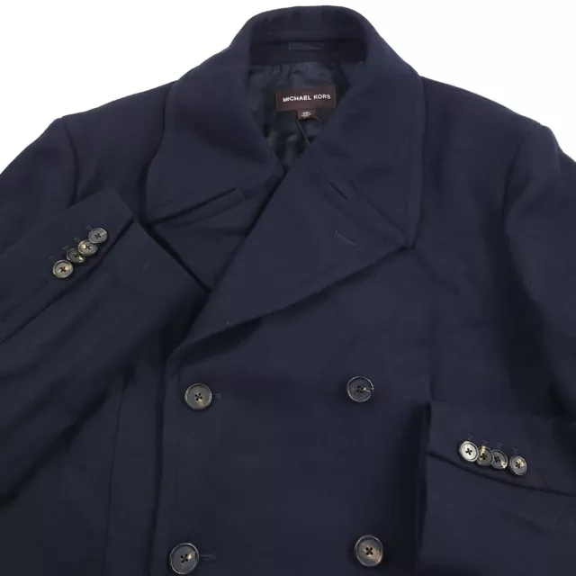 $998 Michael Kors Double-Breasted Wool Overcoat Mens Size 2XL XXL Midnight Blue 3