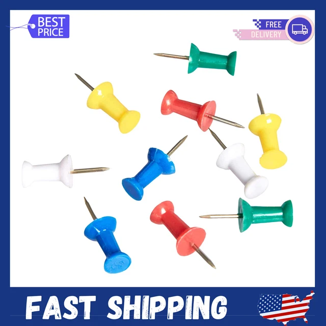 100 PCS Push Pins Assorted Map Tacks Thumb Plastic Pin Colors Marking Point