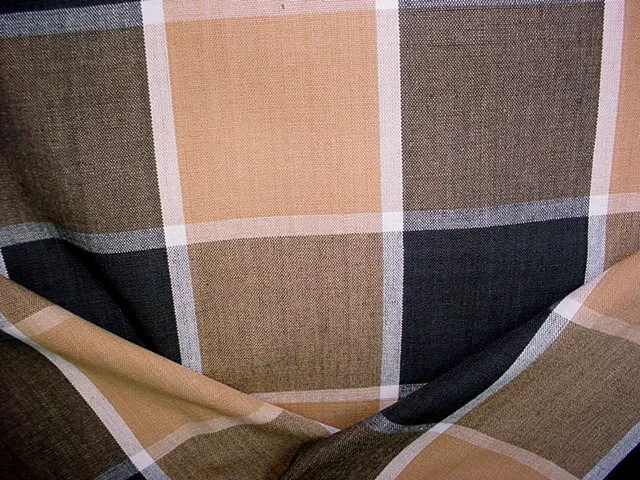 5-1/8Y Kravet Lee Jofa Soft Toffee Onyx Black Checkered Plaid Upholstery Fabric