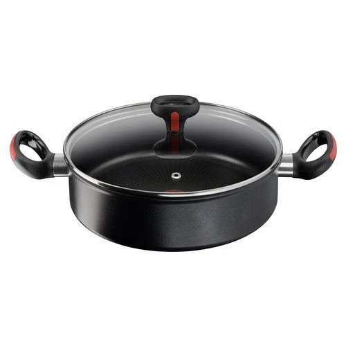Poêle Lagostina Red Line avec couvercle en verre noir 010248032426