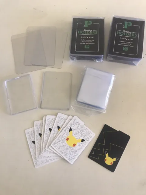 Palms Off Gaming Grading Holders BUNDLE- Box, 2 X 50 Pack, Pokémon Backing Cards
