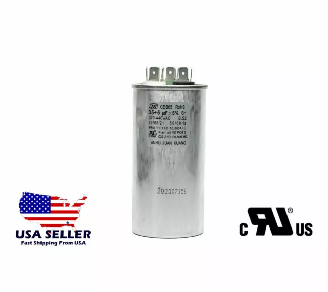 Dual Run AC Capacitor 35+5 MFD µF 370-440VAC 50/60Hz 5% HVAC QUALITY GUARANTEED