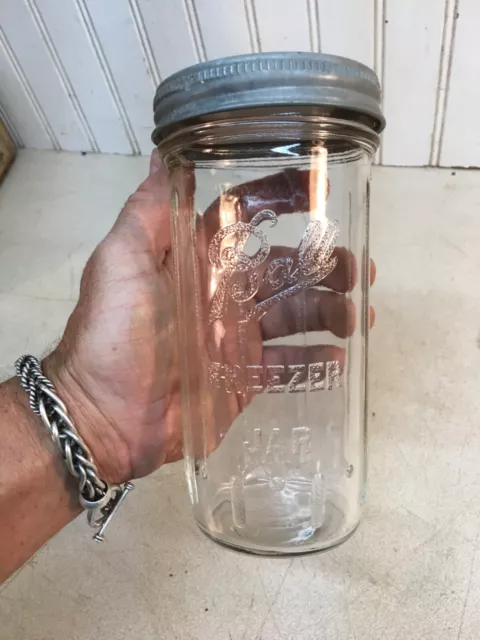 Vtg Ball Refrigerator Freezer Glass Canning Jar w/ Plain Zinc  Cap 22oz.