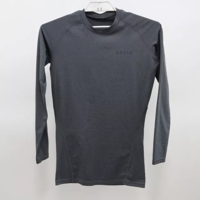 Tesla T-Shirt Baselayer Mens M Thermal Wintergear Compression Gray Long Sleeve