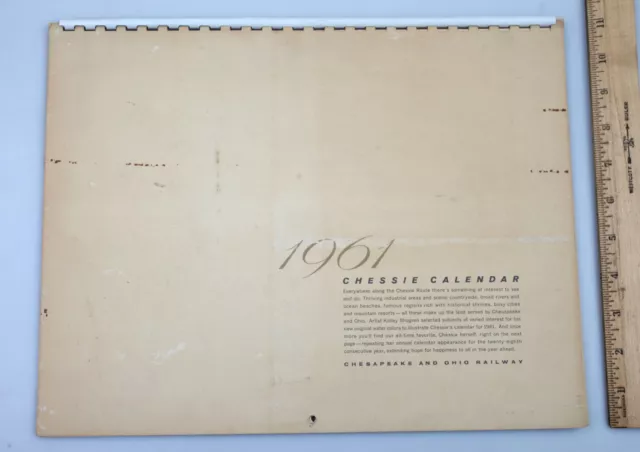 Vintage 1961 Chesapeake & Ohio Railway Wall Flip Calendar The Chessie Route Cat