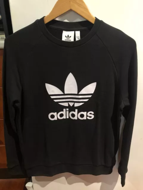 ~ Adidas Originals Jumper Sweater Fleece Crew Neck Pullover Mens Small Black ~