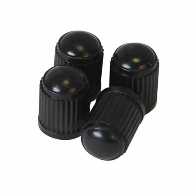 4 Universal Black Plastic Valve Caps for Tyres Car Truck Motorcycle Bicycle