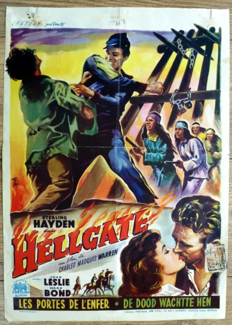 belgian poster western HELLGATE, STERLING HAYDEN, JOAN LESLIE, INDIENS, WIK