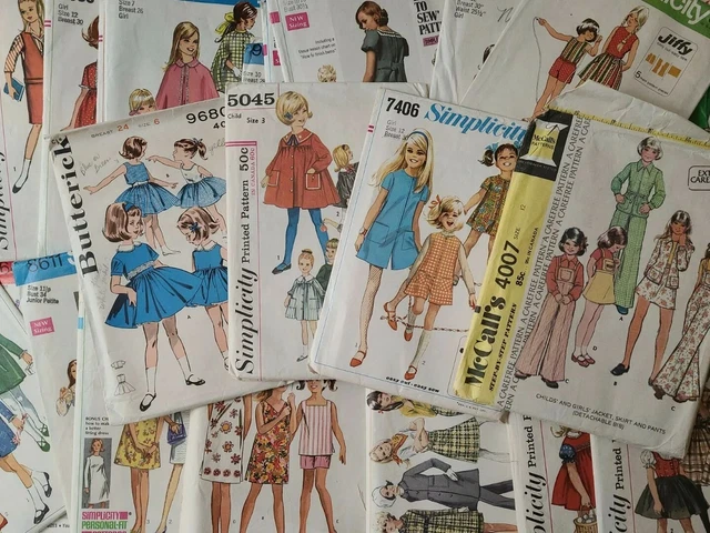 Vintage Lot 60s 70s Jeune Filles Robes Chemisier Jupe Pantalon Enfants Mccalls