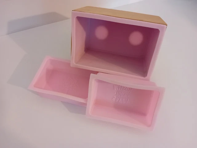 Accessoires Savonnerie Lot 3 Moules Savon Silicone 1200ml - Avec Boîtes Bois - DIY Savonnerie - Rectangulaire, Antiadhésif Accessoires Fabrication Savon