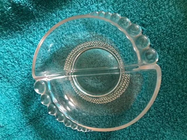 Vintage Duncan & Miller Divided Nut / Relish Dish Bowl TEARDROP Pattern
