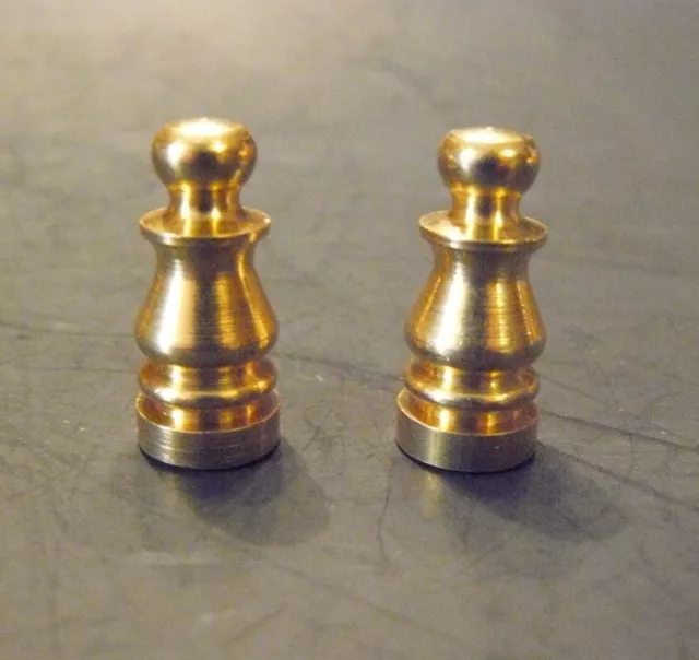 (2) Solid Brass Lamp Finial 1/4-27,1" tall X 7/16" Diameter Lighting Parts (FB1)