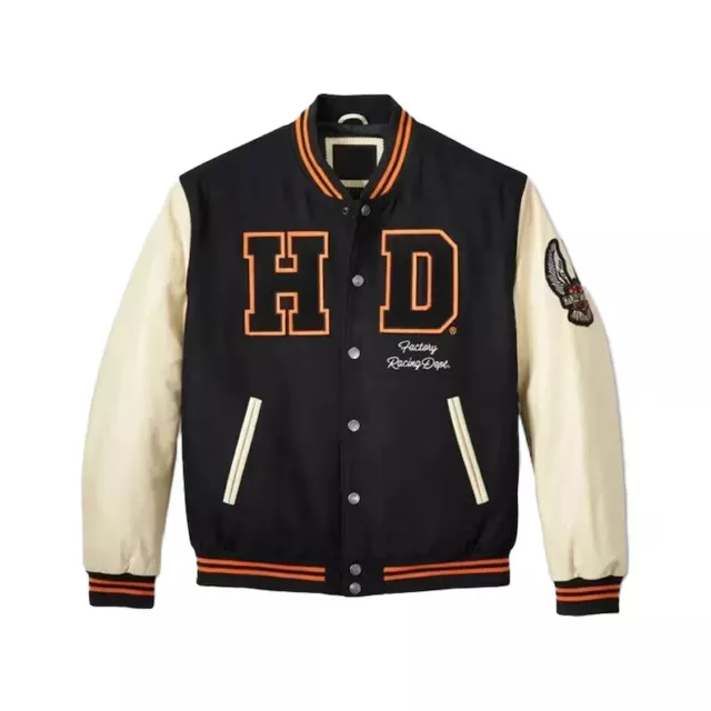 Harley 120th Anniversary Varsity Jacket, Harley Wool Varsity Jacket with Genuine