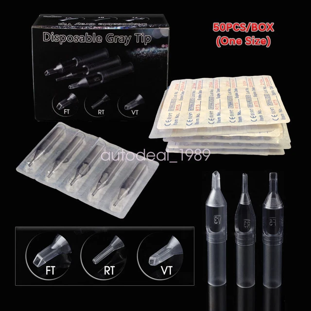 50Pcs plástico estéril desechable máquina de tatuaje boquilla aguja tubo puntas RT FT DT