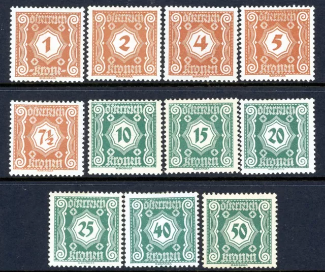 Stamps Austria, Scott # J103-J113 Mint VLH, complete set