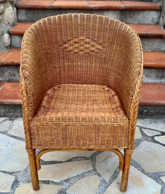 Très Beau FAUTEUIL Vintage en ROTIN Tressé
