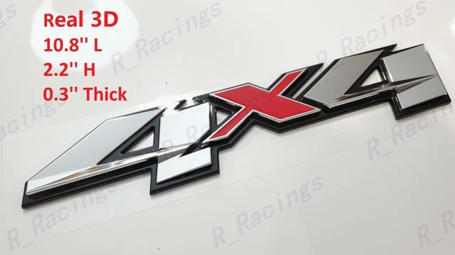 Black Chrome Red 3D 4x4 Bed Rear Emblem Badge Decal FOR Silverado GMC Sierra