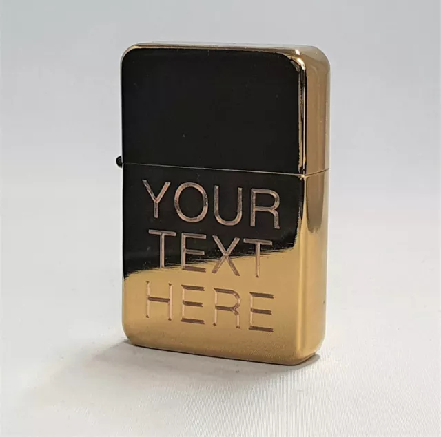 Engraved Gold Personalised Star Petrol Lighter Birthday Fathers Day Gift *
