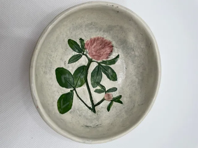 Salt Marsh Pottery S Dartmouth MA Pink Flower Bowl Wall Hanging 4 7/8”