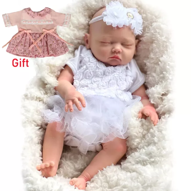 18in Full Body Solid Silicone Dolls Lifelike Reborn Baby Dolls Newborn Girl Doll