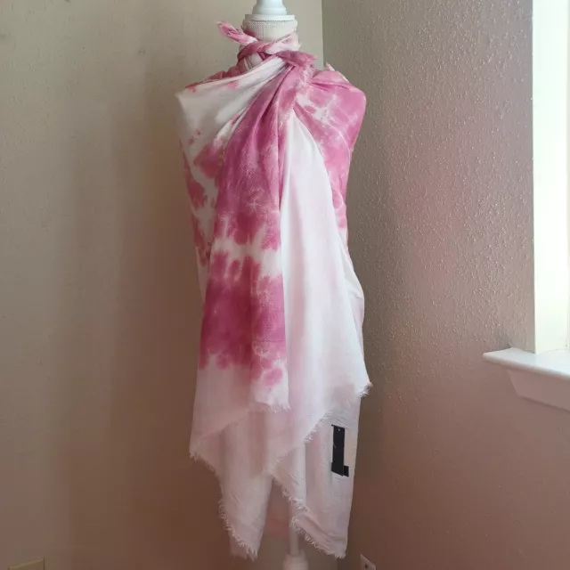 Steve Madden Two-Tone Tie Dyed Scarf Pink Sarong Coverup