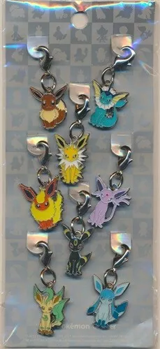 Pokemon Center Limited Eevee Metal Charm Keychain Eevee Evolutions set 2011