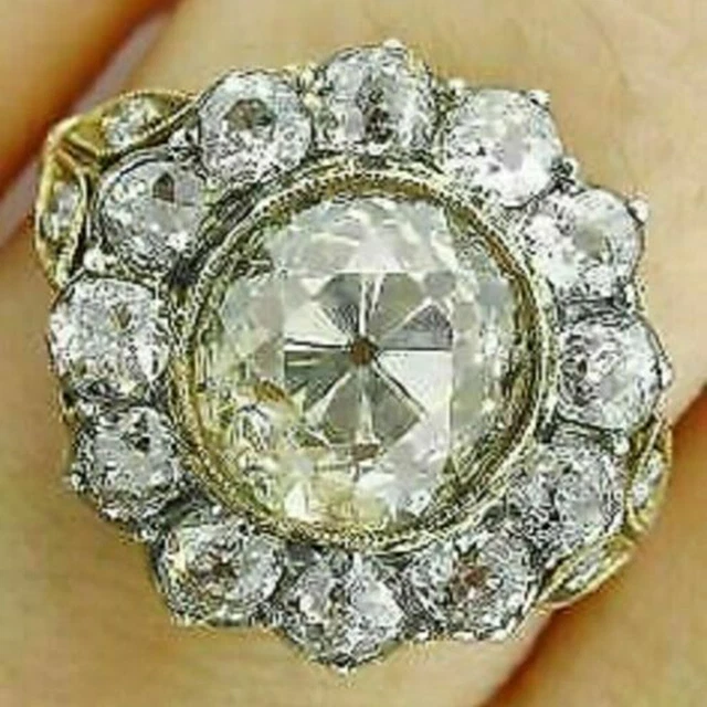 Bague Homme Diamant Simulé 2 Carats - Or Blanc 14K Plaqué, Taille Universelle