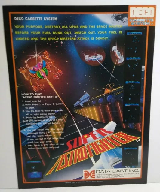 Super Astro Fighter / Lock'n Chase Arcade FLYER Original Vintage 1981 Deco