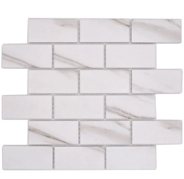 Azulejos de mosaico de cerámica vendaje de pared compuesto Calacatta blanco marrón grisáceo | 10 alfombras