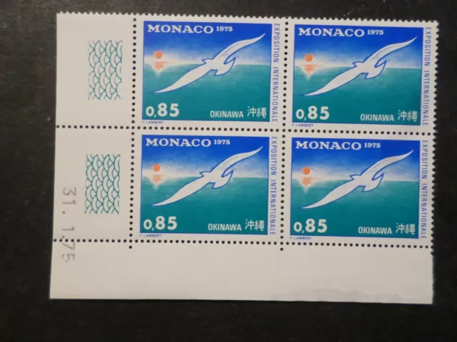 Monaco 1975, Briefmarke 1013 Ecke Date ', Expo Okinawa, Möwe Vogel , Neu, MNH
